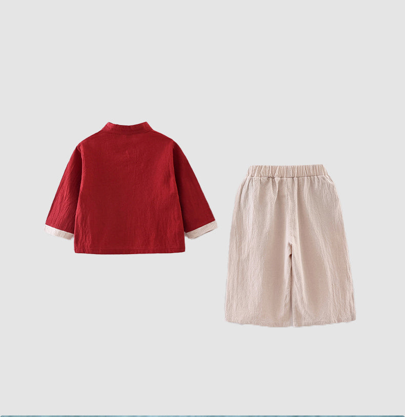 Boy's long-sleeve jacket and pants Chinese New year