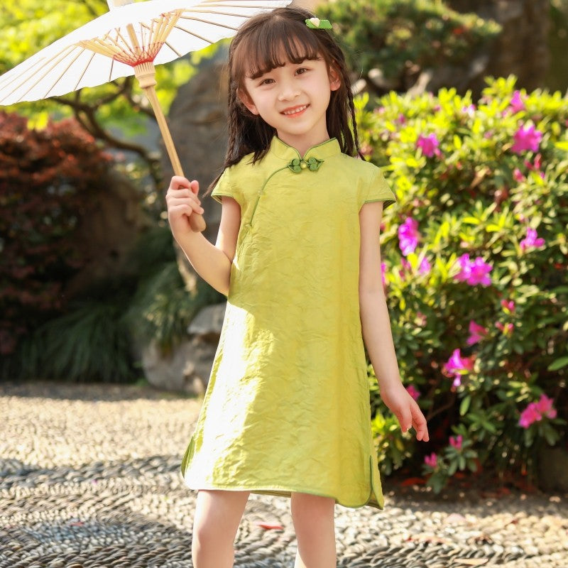 Light Green Qipao For Girl Summer Dress
