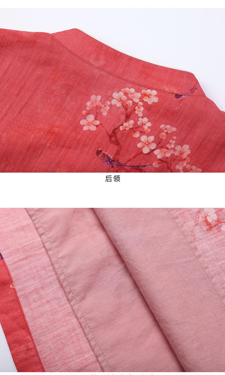 Red Small Floral Loose Cheongsam