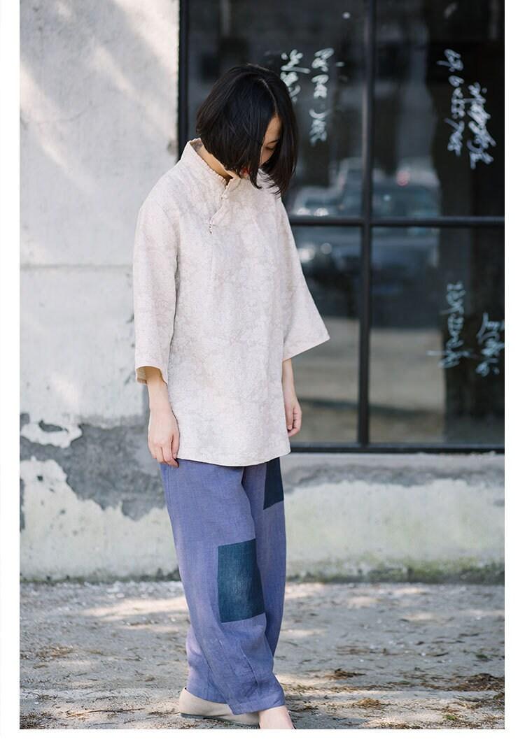 Linen Blouse Chinese Style Shirt Loose Blouse