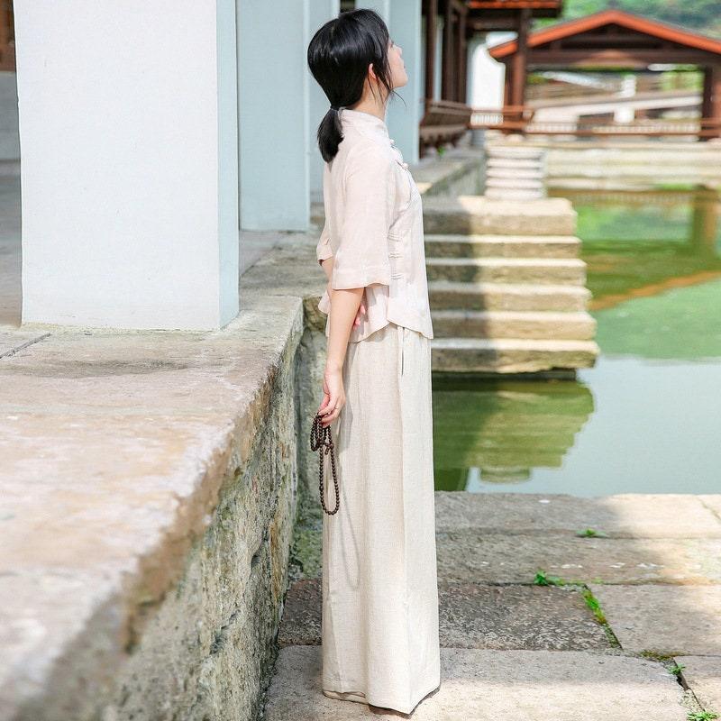Linen and Cotton Blouse Chinese Qipao