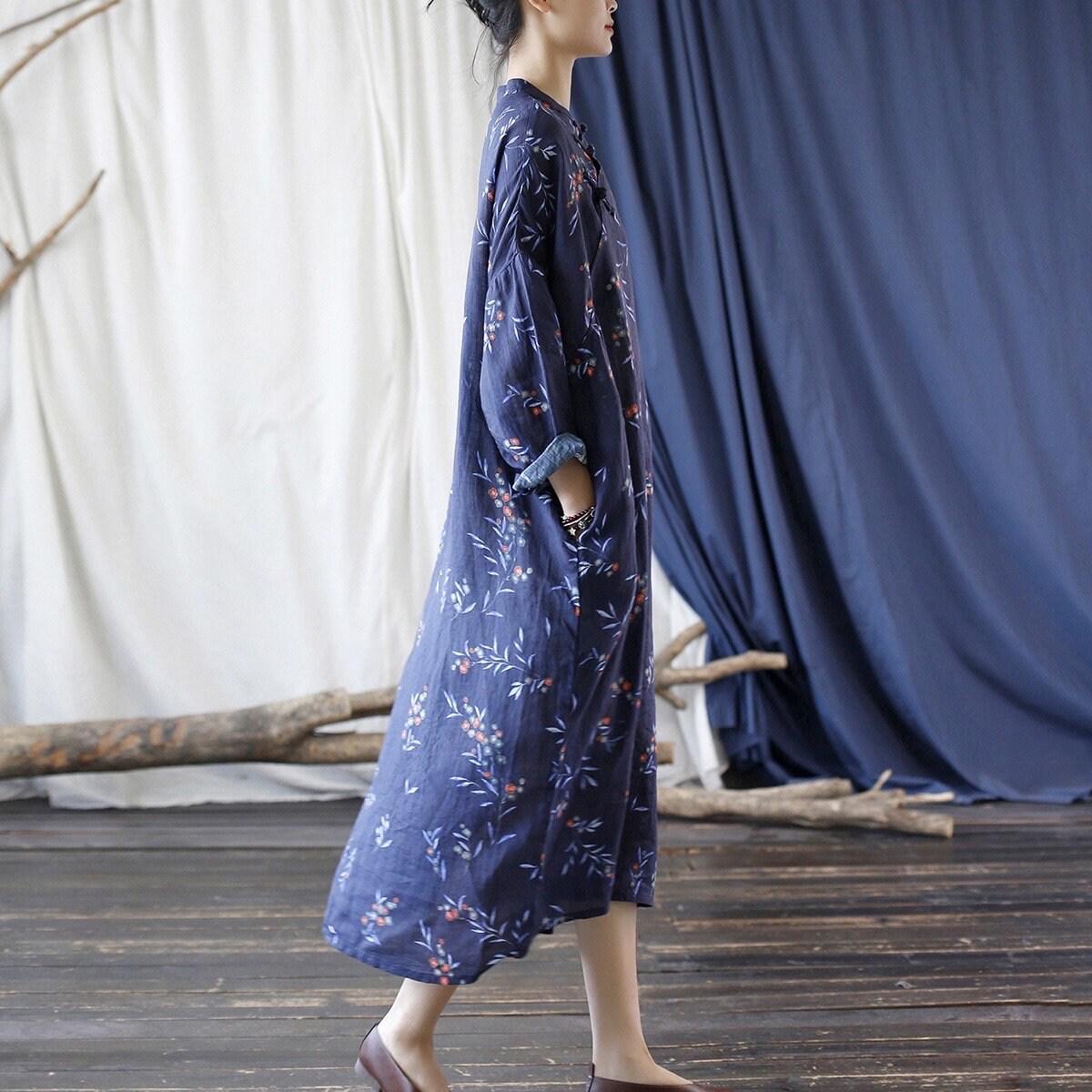 Blue Floral Loose Dress