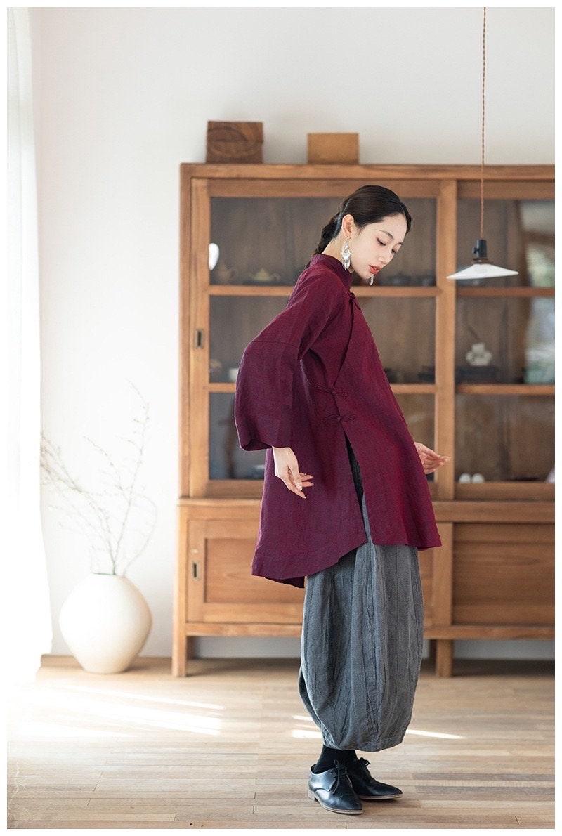 Linen Cheongsam Blouse Loose Shirt