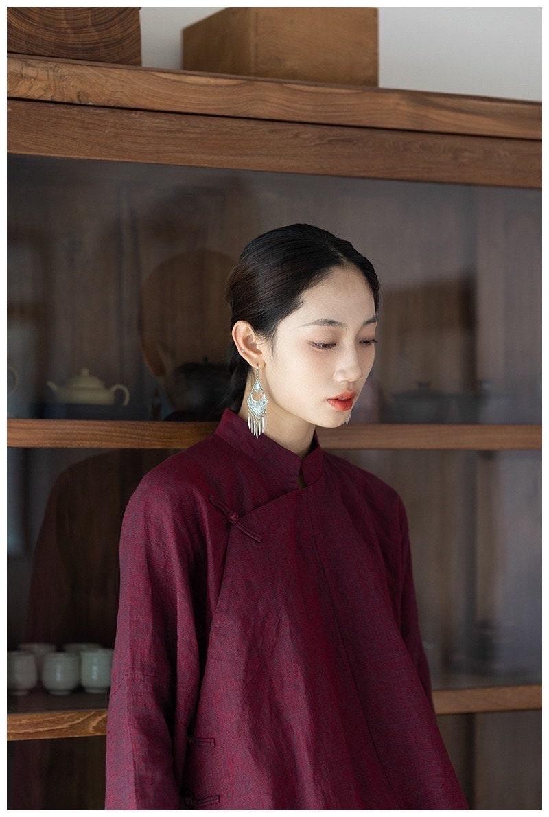 Linen Cheongsam Blouse Loose Shirt