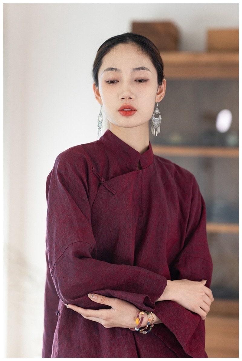 Linen Cheongsam Blouse Loose Shirt