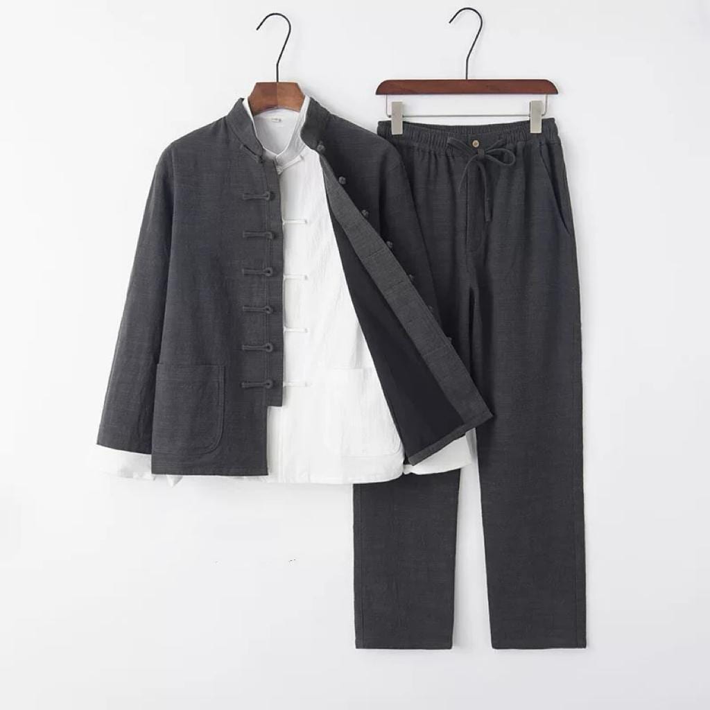 Linen Tang Suit for Men, Three-Piece Set
