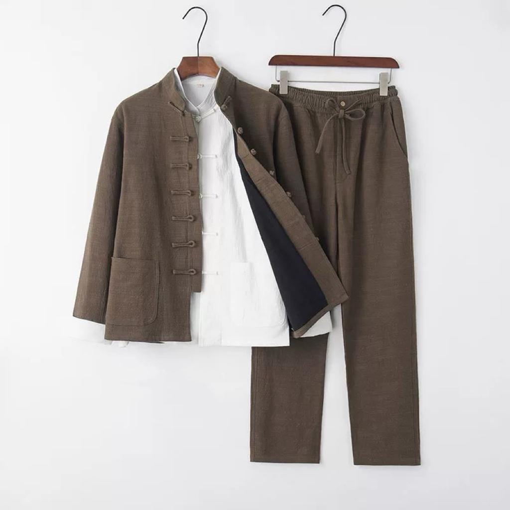 Linen Tang Suit for Men, Three-Piece Set