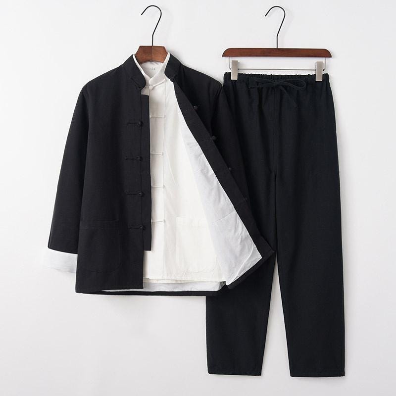 Cotton Tang Suit for Men, Three-Piece Set
