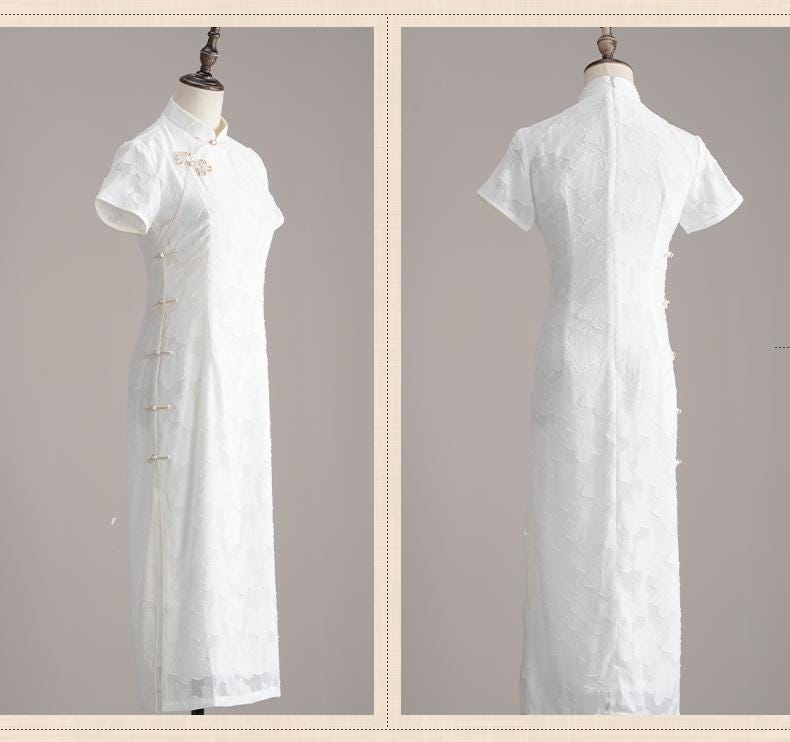 New Chinese Style Cheongsam White Chinese Qipao