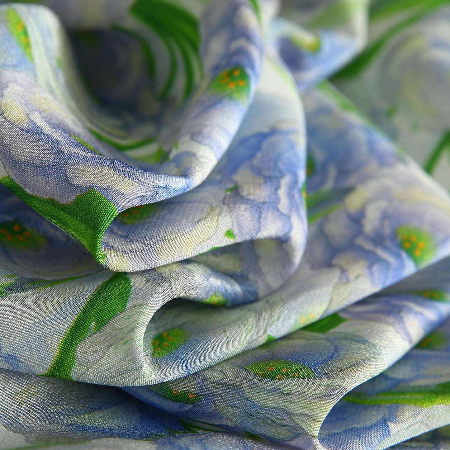 Mulberry Silk Mid-sleeved long Cheongsam Flower Pattern