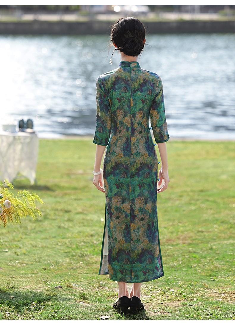 Fall Chinese Qipao Dress Vintage Cheongsam Hongkong Chipao