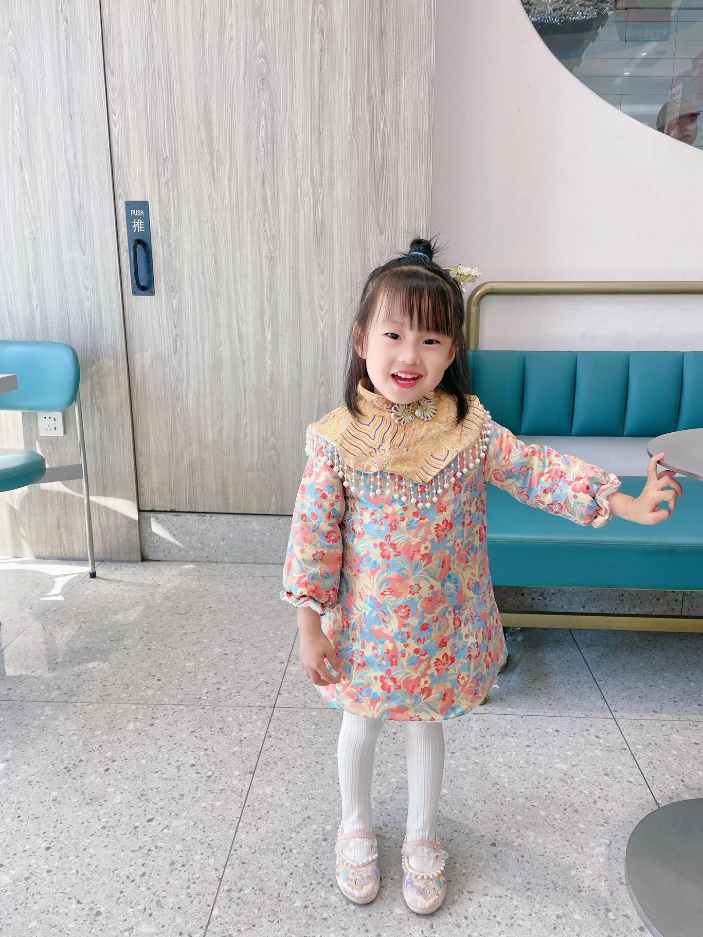 Girl's and Baby girl's first birthday Qipao long-sleeve princess