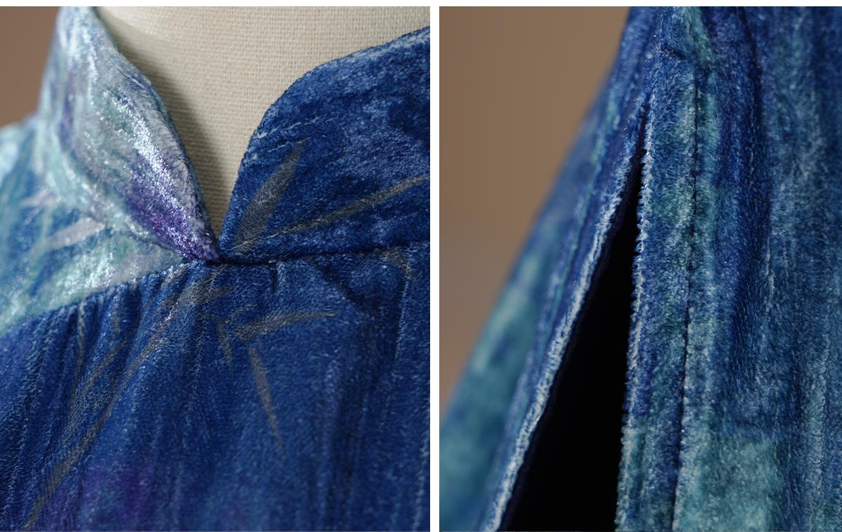 Blue Sleeveless Cheongsam, Summer Chinese Qipao