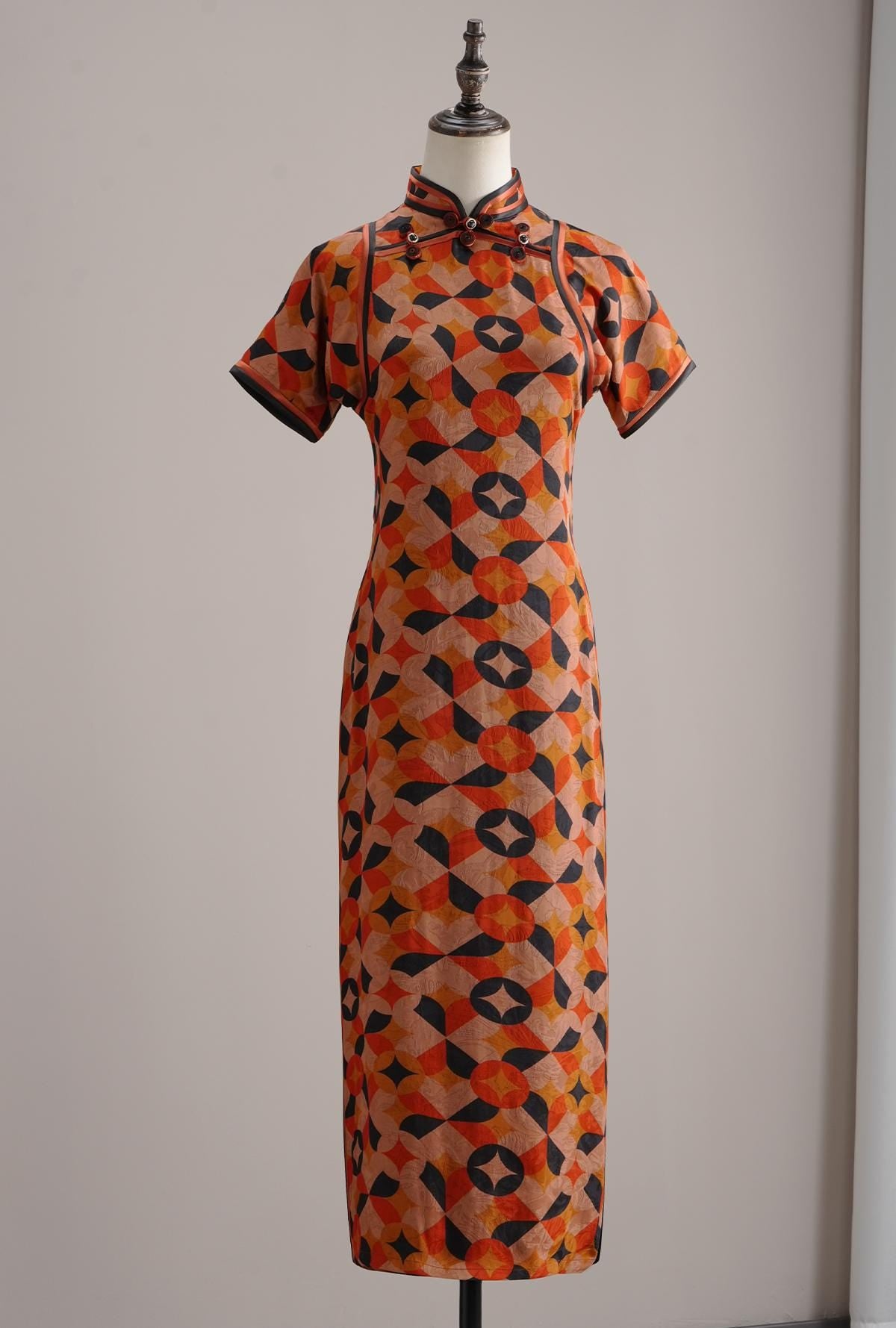 Rayon Chinese Modern Cheongsam, Long Length Daily Wear Traditional Qipao
