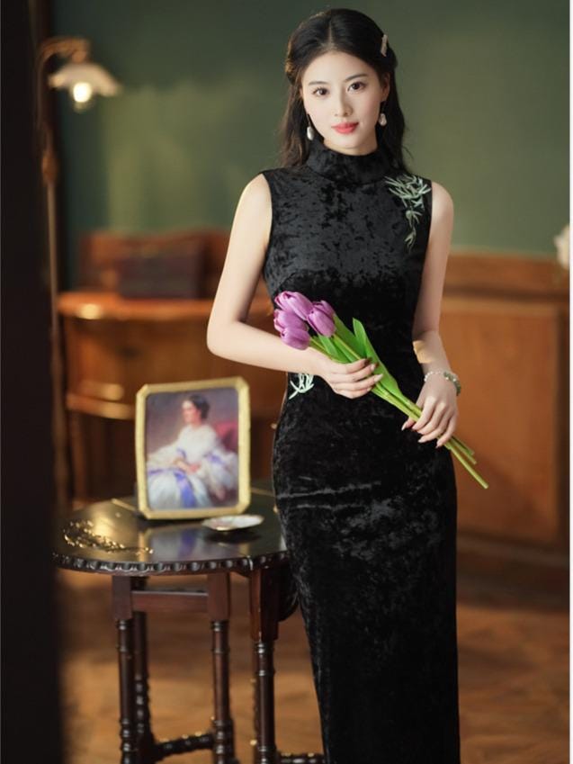 Chinese Modern Cheongsam, Bamboo Pattern traditional Qipao