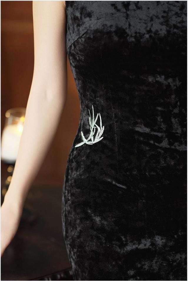 Chinese Modern Cheongsam, Bamboo Pattern traditional Qipao