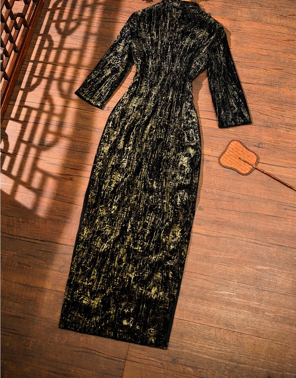 Black Shining Velvet Cheongsam, Modern Daily Qipao, Date Dress