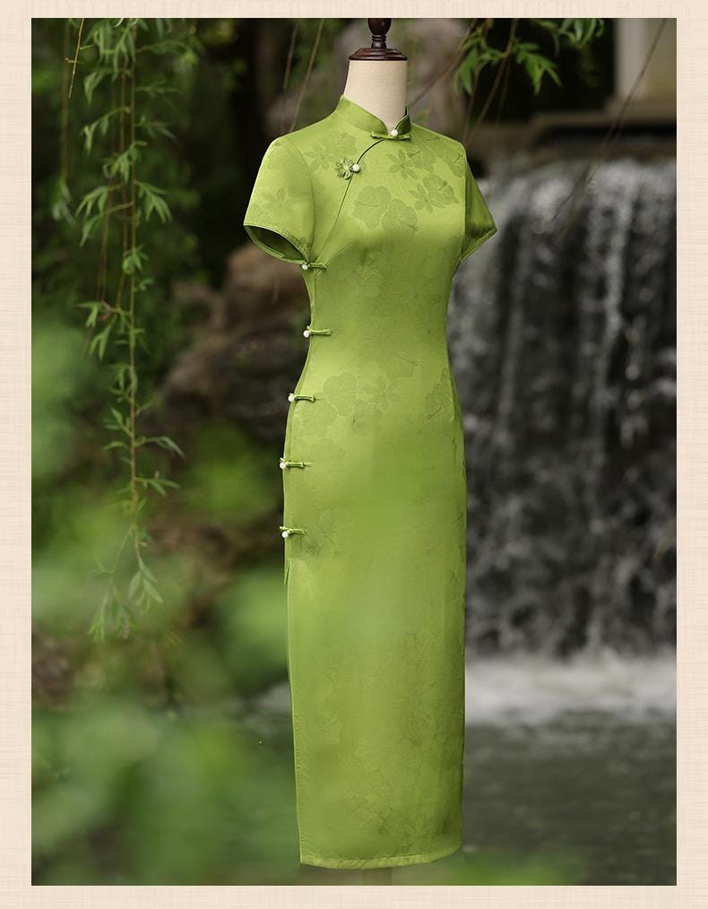 Green Chinese Modern Cheongsam, Summer Chinese Qipao