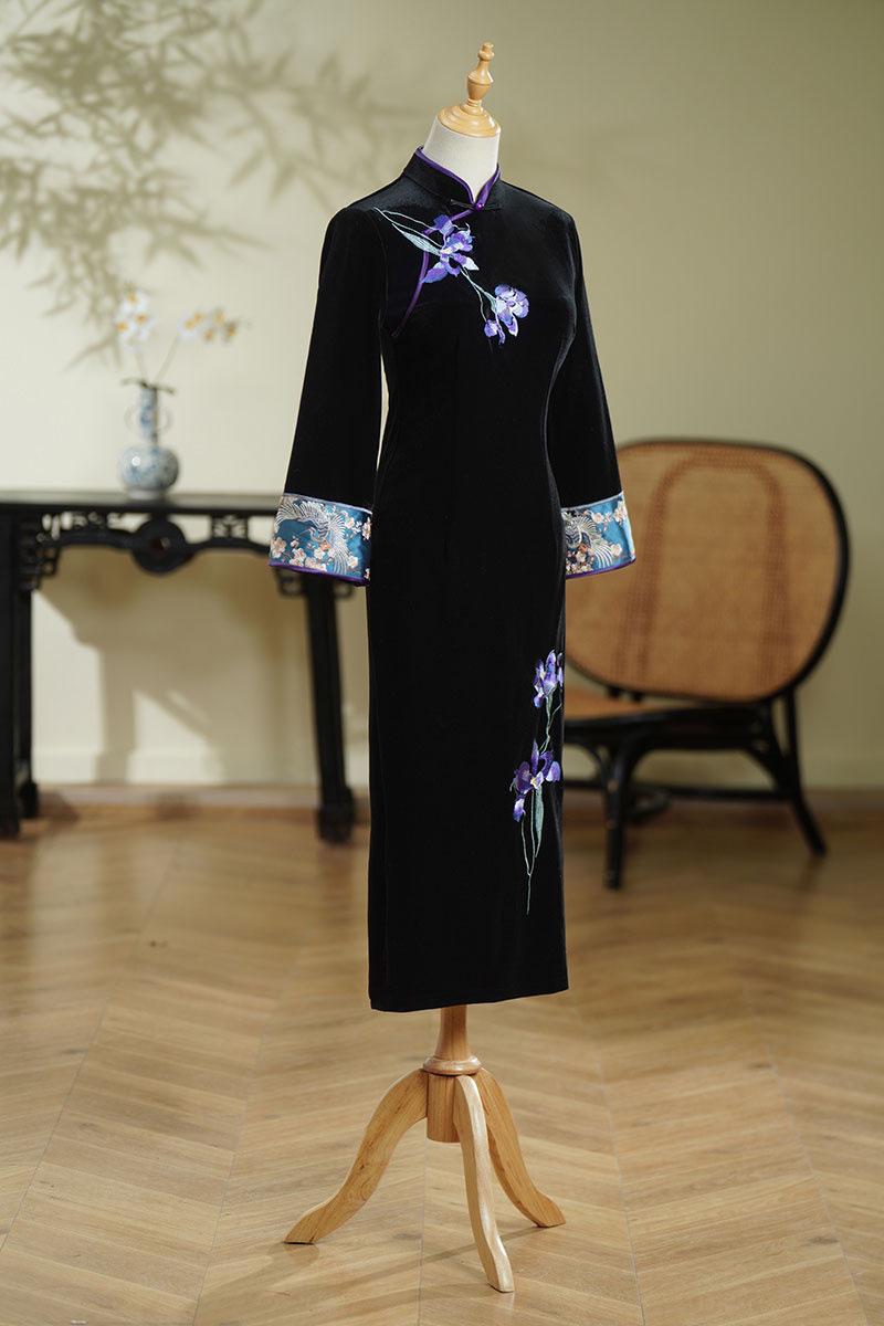 Velvet Fall Chinese Qipao Dress Cheongsam Traditional Chinese