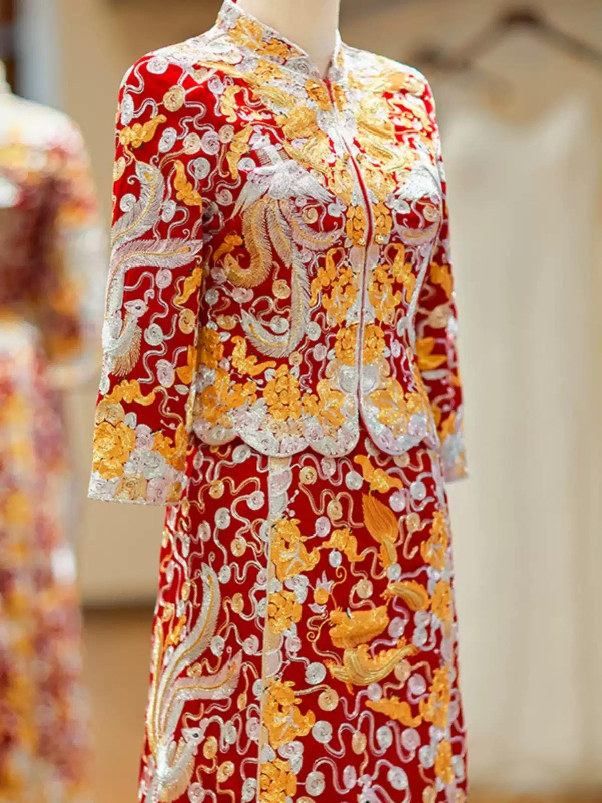 Traditional Chinese Bridegroom Yellow and Red Wedding Xiuhe