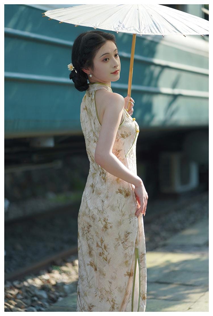 Light Green Sleeveless Cheongsam, Summer Chinese Qipao