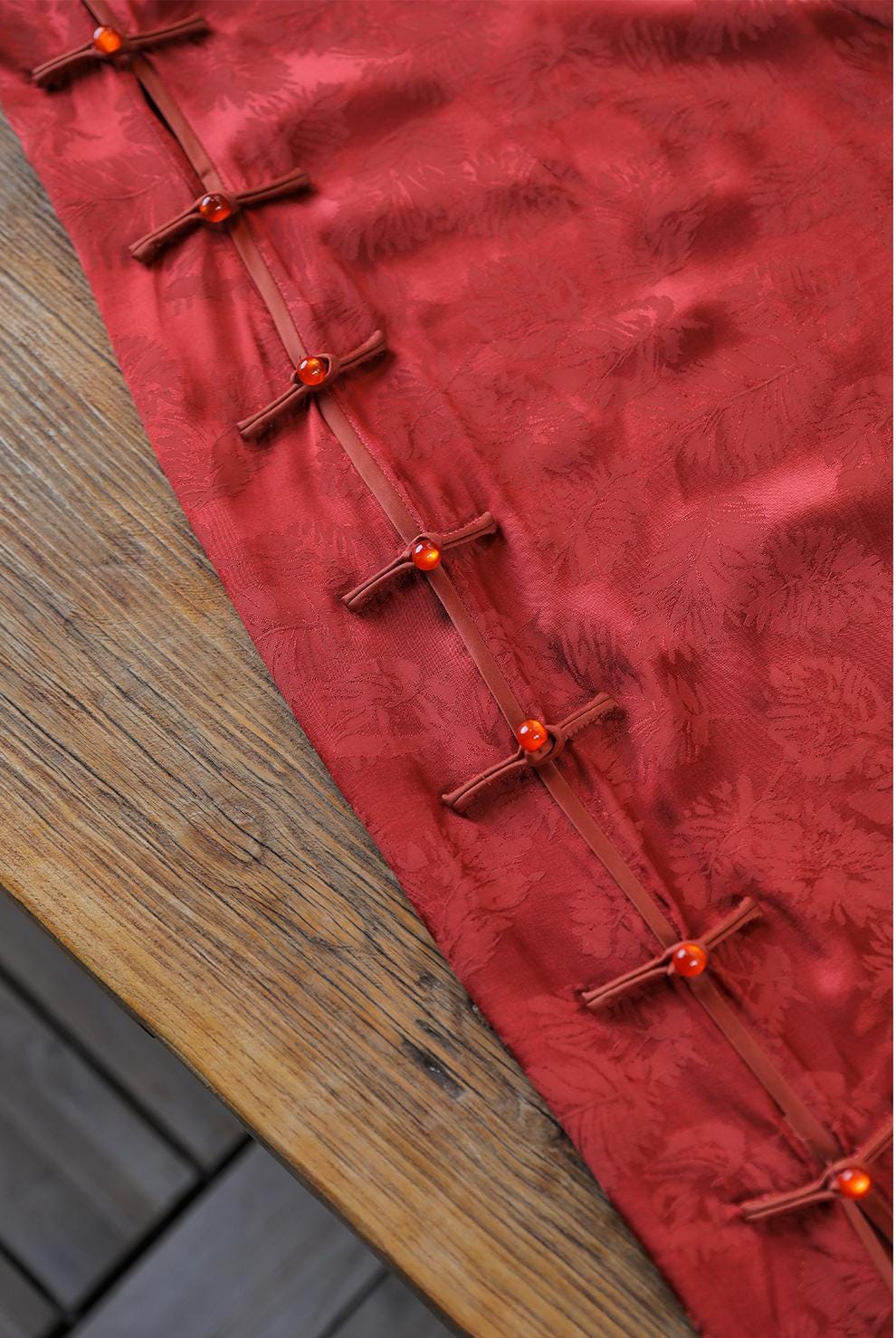 Traditional Brick red Cheongsam, Side Open Chinese Qipao