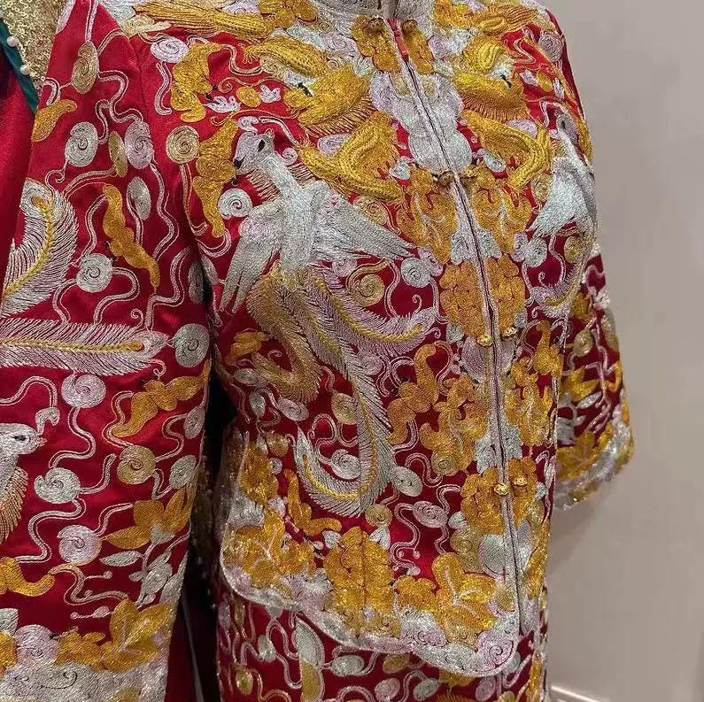 Traditional Chinese Bridegroom Yellow and Red Wedding Xiuhe