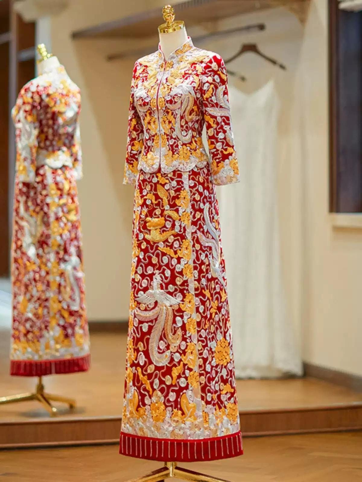 Traditional Chinese Bridegroom Yellow and Red Wedding Xiuhe