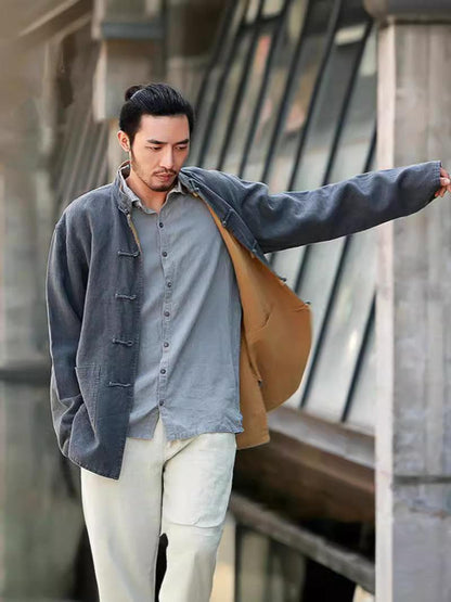 Six Color Linen Cotton Reversible Men's Tang Jacket