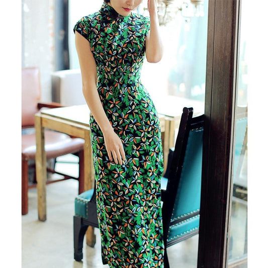 Green Cheongsam Chiffon Chinese Qipao