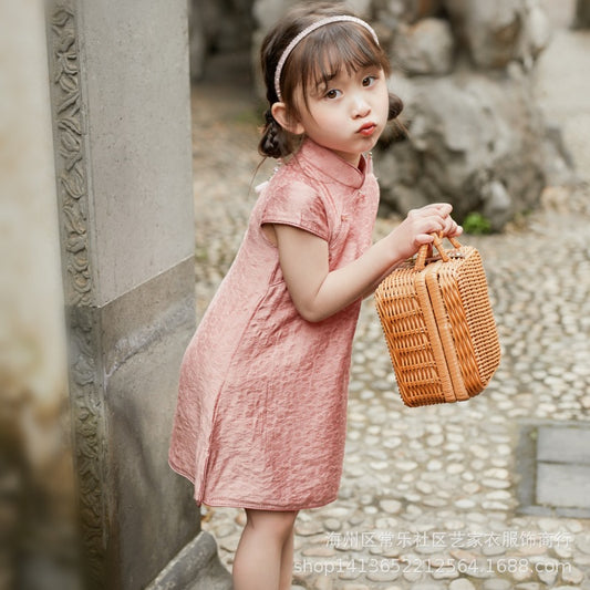 Girl Pink Qipao Dress Summer