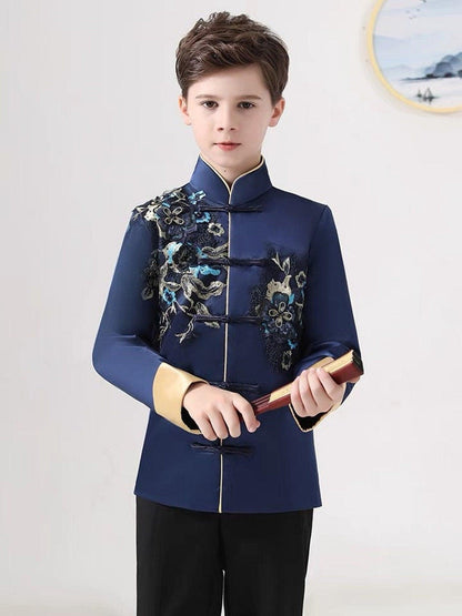 Deep Blue Boy's Tang Jacket Chinese New Year