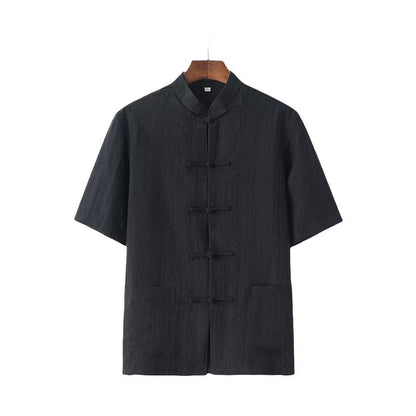 Men's short sleeve linen Chinese-style