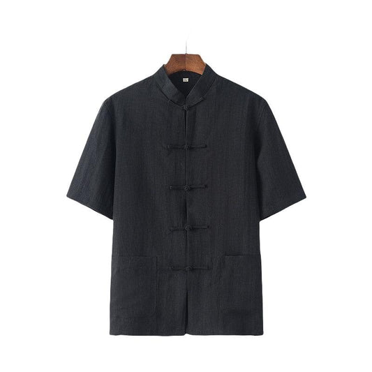 Men's short sleeve linen Chinese-style