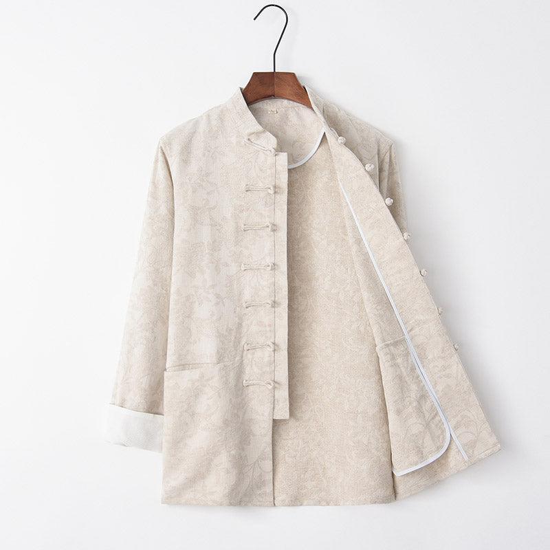 Jacquard cotton-linen Chinese-style men's Tang jacket