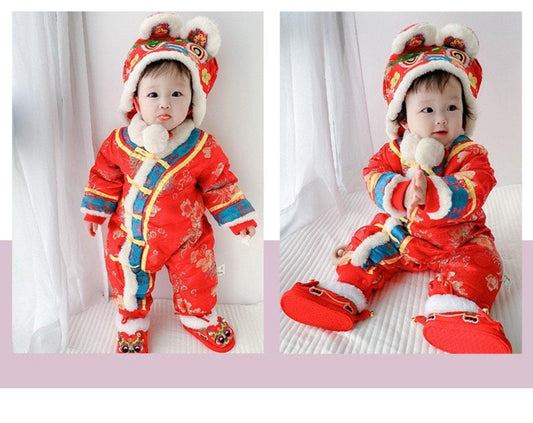 Winter Romper Chinese Baby 100 days Tiger Hat Romper