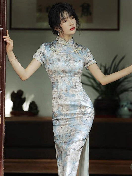 Chinese Qipao Dress Traditional Chinese Cheongsam Mandarin collar