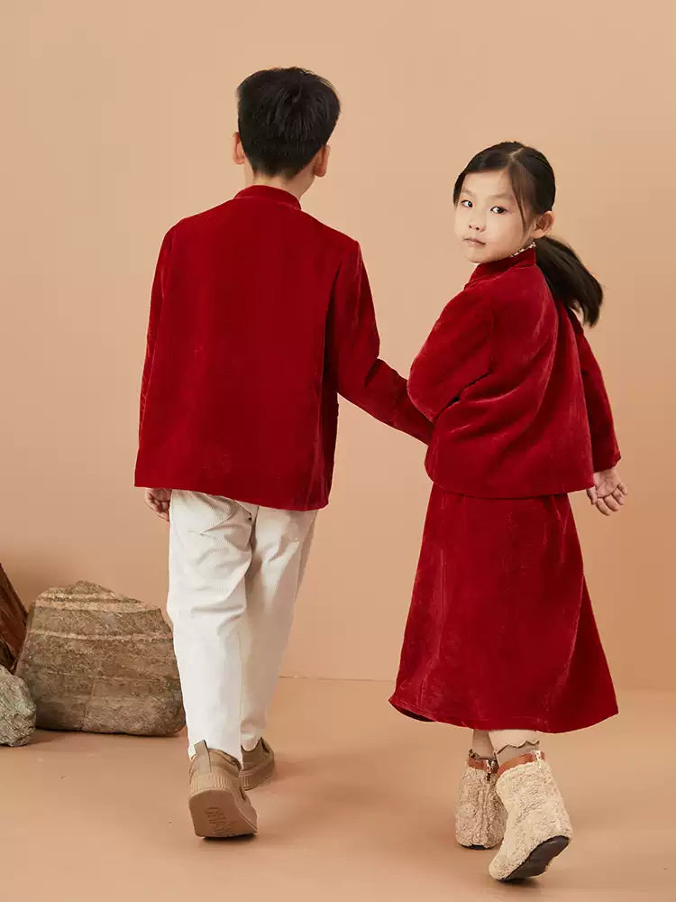 Outfits for Kids Chinese New Year Velvet Qipao and Tang Suit for Christmas