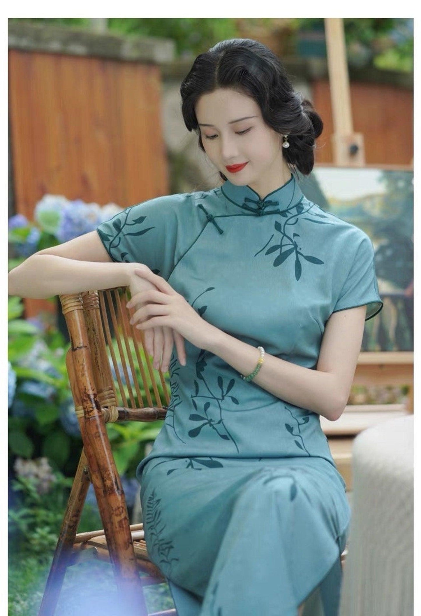 Green Cheongsam Chinese Traditional Qipao Dress