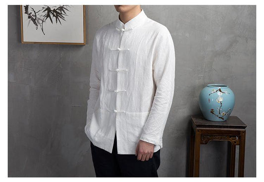 Linen Cotton Shirt For Men Chinese style