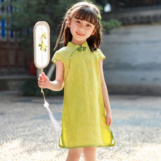 Light Green Qipao For Girl Summer Dress