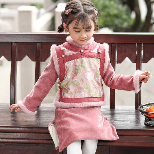 Two piece set Girl Qipao Dress