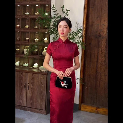 Wine Red/ Green Qipao Chinese Traditional Dress