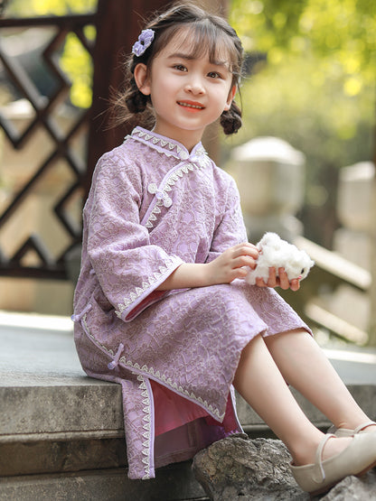 Purple Qipao Dress For Girl