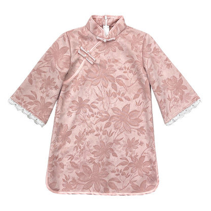 Girls' Pink Long Sleeve Qipao