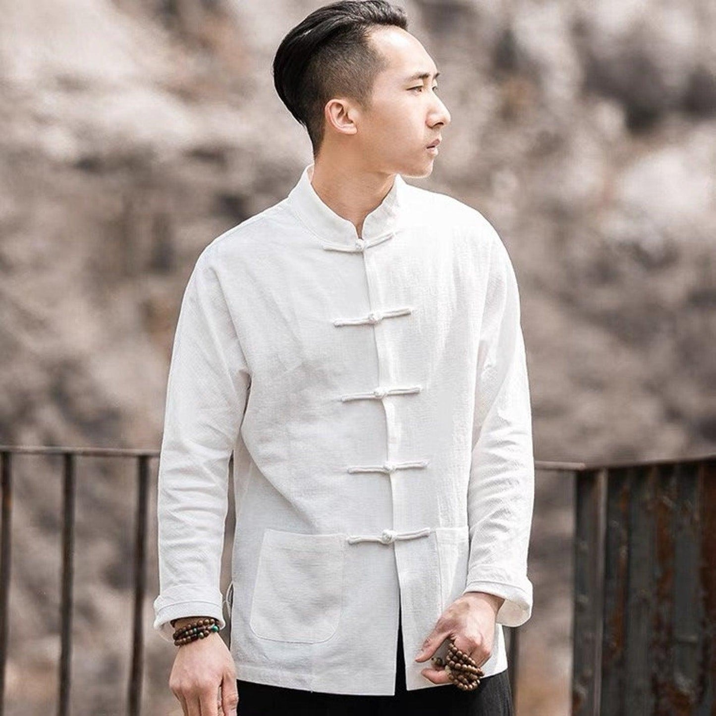 Men Linen Cotton Chinese Tang Shirt