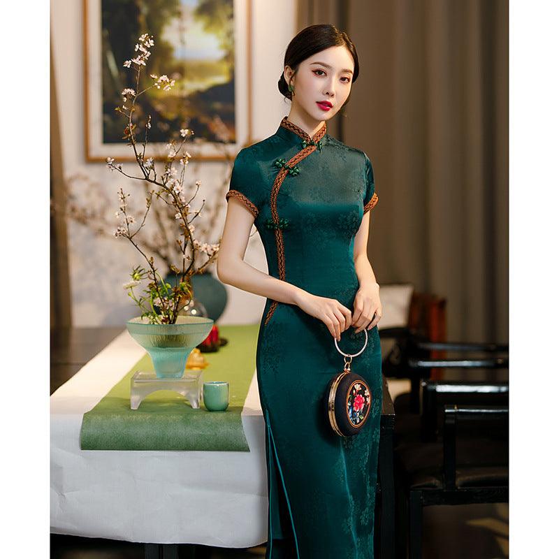 Wine Red/ Green Qipao Chinese Traditional Dress