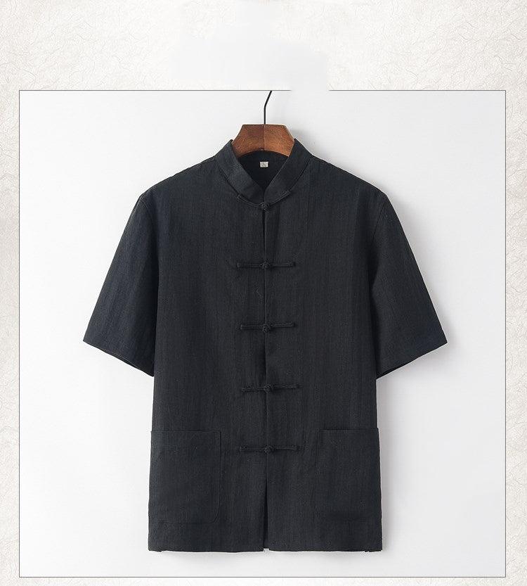 Men's short sleeve linen Chinese-style