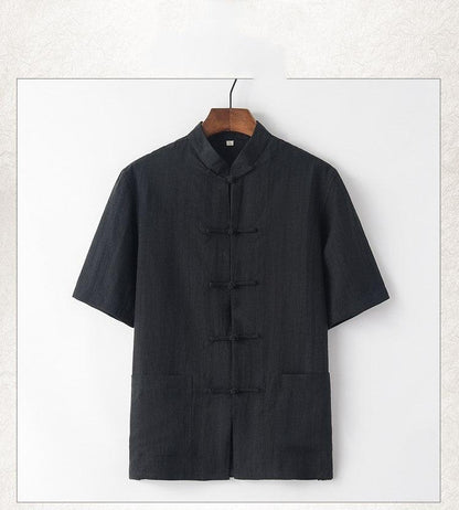 Men's short sleeve linen Chinese-style