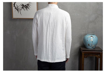 Linen Cotton Shirt For Men Chinese style